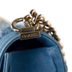 CHANEL Handbag Blue Denim Pleated Old Medium Light Blue Boy Bag -Knockoff
