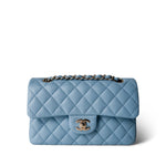 CHANEL Handbag Blue Light Blue Caviar Quilted Classic Flap Small Light Gold Hardware -Knockoff
