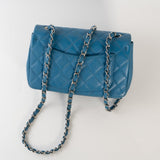 CHANEL Handbag BLUE MINI RECTANGULAR CAVIAR QUILTED SINGLE FLAP SILVER HARDWARE -Knockoff
