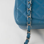 CHANEL Handbag BLUE MINI RECTANGULAR CAVIAR QUILTED SINGLE FLAP SILVER HARDWARE -Knockoff
