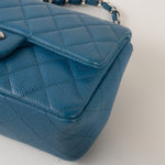 CHANEL Handbag BLUE MINI RECTANGULAR CAVIAR QUILTED SINGLE FLAP SILVER HARDWARE -Knockoff
