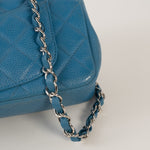 CHANEL Handbag BLUE MINI RECTANGULAR CAVIAR QUILTED SINGLE FLAP SILVER HARDWARE -Knockoff
