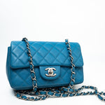 CHANEL Handbag BLUE MINI RECTANGULAR CAVIAR QUILTED SINGLE FLAP SILVER HARDWARE -Knockoff
