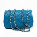 CHANEL Handbag BLUE MINI RECTANGULAR CAVIAR QUILTED SINGLE FLAP SILVER HARDWARE -Knockoff
