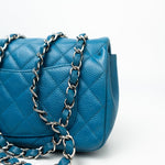 CHANEL Handbag BLUE MINI RECTANGULAR CAVIAR QUILTED SINGLE FLAP SILVER HARDWARE -Knockoff
