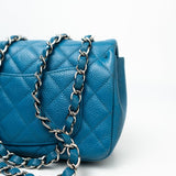 CHANEL Handbag BLUE MINI RECTANGULAR CAVIAR QUILTED SINGLE FLAP SILVER HARDWARE -Knockoff
