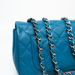 CHANEL Handbag BLUE MINI RECTANGULAR CAVIAR QUILTED SINGLE FLAP SILVER HARDWARE -Knockoff
