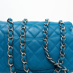 CHANEL Handbag BLUE MINI RECTANGULAR CAVIAR QUILTED SINGLE FLAP SILVER HARDWARE -Knockoff
