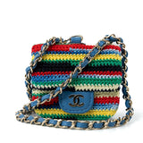 CHANEL Handbag Blue Multicolor Tweed Coco AirPods Case Necklace -Knockoff
