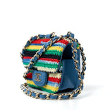 CHANEL Handbag Blue Multicolor Tweed Coco AirPods Case Necklace -Knockoff
