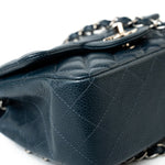 CHANEL Handbag Blue Navy Blue Caviar Quilted Mini Square Single Flap Silver Hardware -Knockoff
