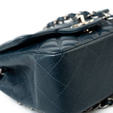 CHANEL Handbag Blue Navy Blue Caviar Quilted Mini Square Single Flap Silver Hardware -Knockoff
