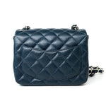 CHANEL Handbag Blue Navy Blue Caviar Quilted Mini Square Single Flap Silver Hardware -Knockoff
