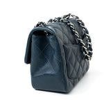 CHANEL Handbag Blue Navy Blue Caviar Quilted Mini Square Single Flap Silver Hardware -Knockoff
