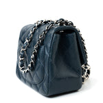 CHANEL Handbag Blue Navy Blue Caviar Quilted Mini Square Single Flap Silver Hardware -Knockoff
