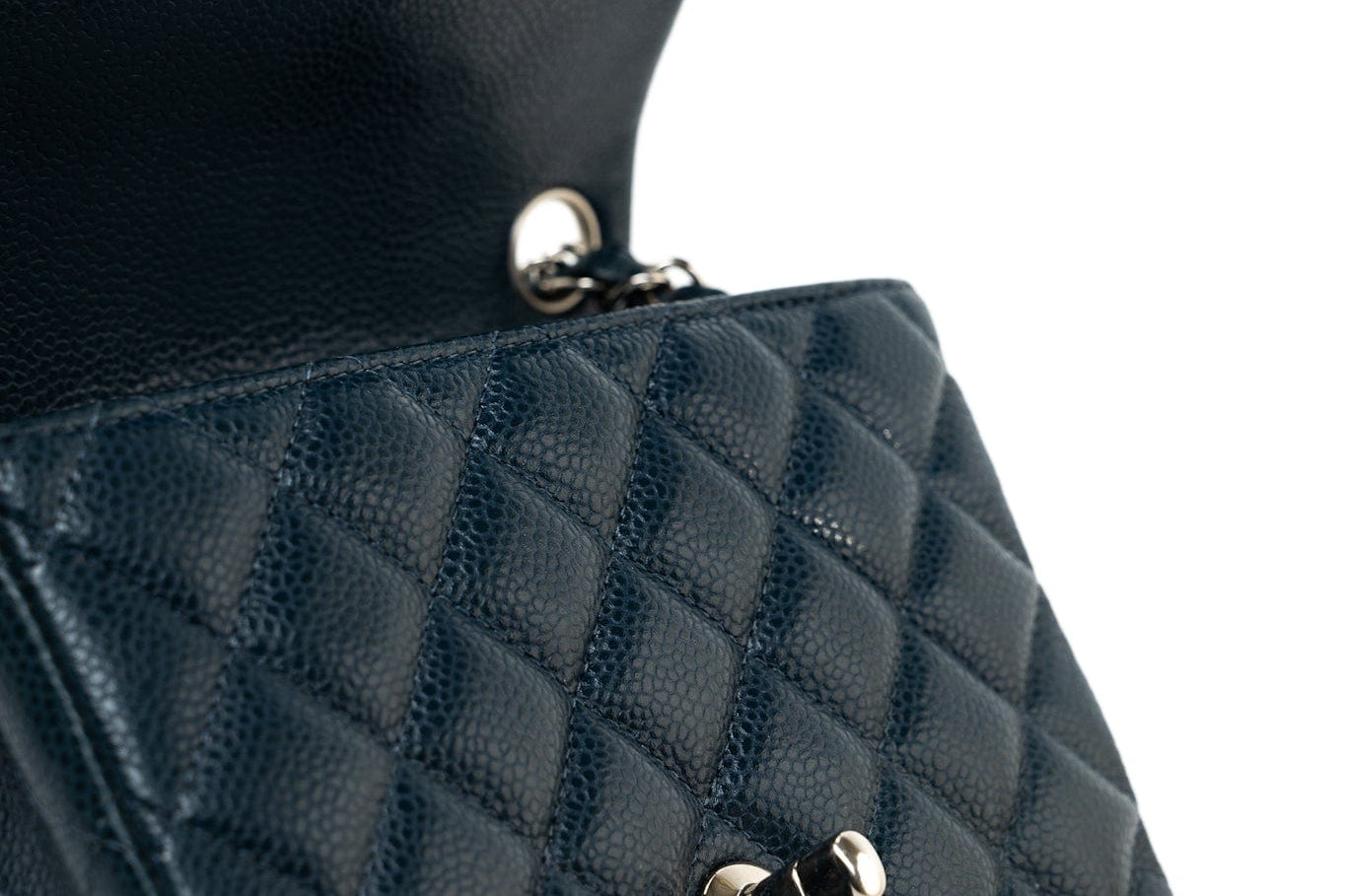 CHANEL Handbag Blue Navy Blue Caviar Quilted Mini Square Single Flap Silver Hardware -Knockoff
