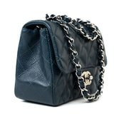 CHANEL Handbag Blue Navy Blue Caviar Quilted Mini Square Single Flap Silver Hardware -Knockoff
