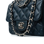 CHANEL Handbag Blue Navy Blue Caviar Quilted Mini Square Single Flap Silver Hardware -Knockoff
