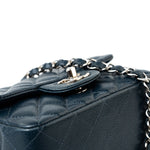 CHANEL Handbag Blue Navy Blue Caviar Quilted Mini Square Single Flap Silver Hardware -Knockoff
