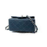 CHANEL Handbag Blue Navy Blue Caviar Quilted Mini Square Single Flap Silver Hardware -Knockoff
