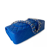 CHANEL Handbag Blue Royal Blue Lambskin Quilted Classic Flap Medium Silver Hardware -Knockoff
