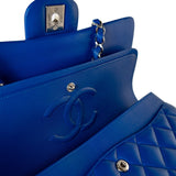 CHANEL Handbag Blue Royal Blue Lambskin Quilted Classic Flap Medium Silver Hardware -Knockoff
