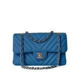 CHANEL Handbag Blue Sky Blue Caviar Chevron Classic Flap Small Light Gold Hardware -Knockoff
