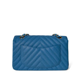 CHANEL Handbag Blue Sky Blue Caviar Chevron Classic Flap Small Light Gold Hardware -Knockoff
