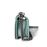 CHANEL Handbag Boy / Green 20C Tiffany Blue Caviar Chevron Small Boy Bag Ruthenium Hardware -Knockoff
