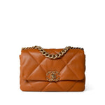 CHANEL Handbag Brown 21A Light Brown Lambskin Quilted 19 Flap Small Mixed Hardware -Knockoff
