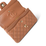 CHANEL Handbag Brown 21P Caramel Lambskin Quilted Classic Flap Small Light Gold Hardware -Knockoff
