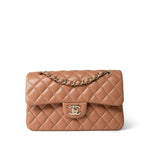 CHANEL Handbag Brown 21P Caramel Lambskin Quilted Classic Flap Small Light Gold Hardware -Knockoff
