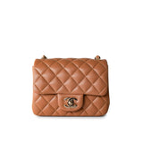 CHANEL Handbag Brown 22S Caramel Lambskin Quilted Mini Square Flap Light Gold Hardware -Knockoff
