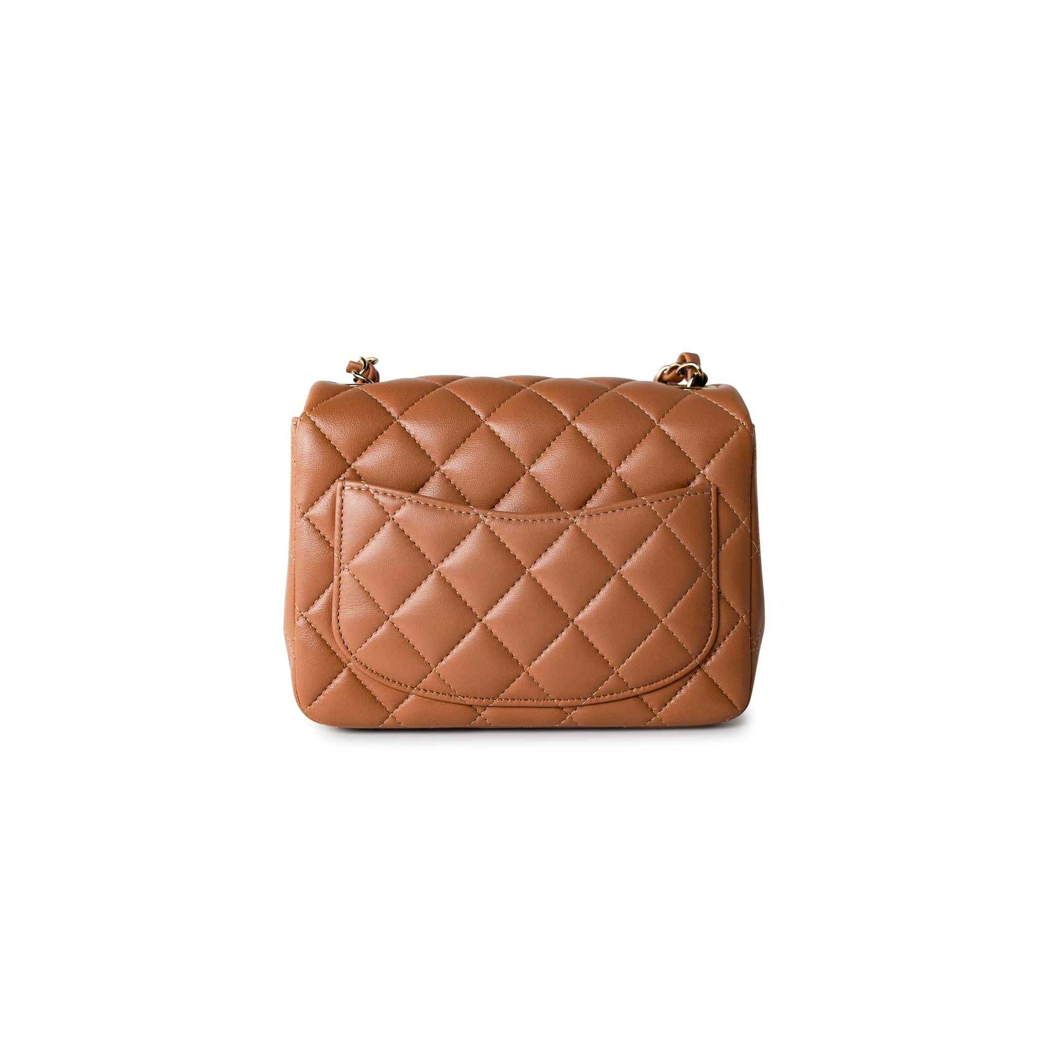 CHANEL Handbag Brown 22S Caramel Lambskin Quilted Mini Square Flap Light Gold Hardware -Knockoff
