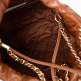 CHANEL Handbag Brown 23A Light Brown Calfskin Quilted Mini 22 Bag Antique Gold Hardware -Knockoff
