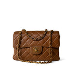 CHANEL Handbag Brown Brown Lambskin Double Faced Flap Bag Gold Hardware -Knockoff
