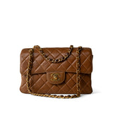 CHANEL Handbag Brown Brown Lambskin Double Faced Flap Bag Gold Hardware -Knockoff
