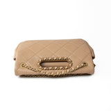 CHANEL Handbag Brown Lambskin Quilted A Real Catch Flap Bag Beige Aged Gold Hardware -Knockoff
