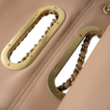 CHANEL Handbag Brown Lambskin Quilted A Real Catch Flap Bag Beige Aged Gold Hardware -Knockoff
