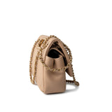 CHANEL Handbag Brown Lambskin Quilted A Real Catch Flap Bag Beige Aged Gold Hardware -Knockoff
