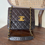 CHANEL Handbag Brown Vintage Black / Dark Brown Lambskin Quilted Square CC Flap GHW -Knockoff
