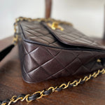 CHANEL Handbag Brown Vintage Black / Dark Brown Lambskin Quilted Square CC Flap GHW -Knockoff
