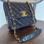 CHANEL Handbag Brown Vintage Black / Dark Brown Lambskin Quilted Square CC Flap GHW -Knockoff
