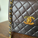 CHANEL Handbag Brown Vintage Black / Dark Brown Lambskin Quilted Square CC Flap GHW -Knockoff
