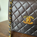 CHANEL Handbag Brown Vintage Black / Dark Brown Lambskin Quilted Square CC Flap GHW -Knockoff
