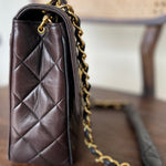 CHANEL Handbag Brown Vintage Black / Dark Brown Lambskin Quilted Square CC Flap GHW -Knockoff
