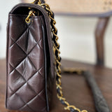 CHANEL Handbag Brown Vintage Black / Dark Brown Lambskin Quilted Square CC Flap GHW -Knockoff
