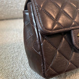 CHANEL Handbag Brown Vintage Brown Lambskin Quilted Micro Mini Kelly with Top Handle GHW -Knockoff
