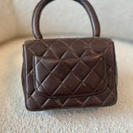 CHANEL Handbag Brown Vintage Brown Lambskin Quilted Micro Mini Kelly with Top Handle GHW -Knockoff
