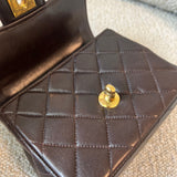 CHANEL Handbag Brown Vintage Brown Lambskin Quilted Micro Mini Kelly with Top Handle GHW -Knockoff
